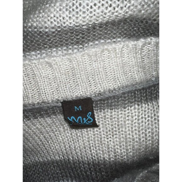 Striped Knit Short-Sleeve Tunic Sweater With V-Neck Beige Gray M&S Size M - Picture 5 of 5